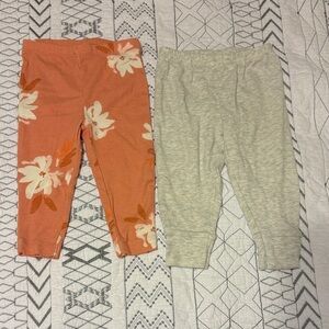 Carter's Orange Floral and Gray Leggings